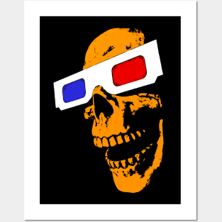 3D Skull (orange) Posters and Art